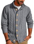 PJ PAUL JONES Men's Sweater Basic Cable Knitted Cardigan Sweater with Twisted Pattern Size XL Grey