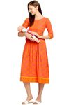 DUMMY SHAPE Feeding Kurtis for Women | Viscose Rayon Nursing Kurta with Concealed Zippers for Pre & Post Partum | Maternity Dresses for Women | Pregnancy Gifts (DS-MAT-P051-3XL, Orange)