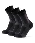 DANISH ENDURANCE Light Outdoor Walking Socks, Hiking, Merino Wool, Unisex, 3 Pack, Black, 9-12