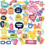 Crackles Witty and Creative Welcome Baby Seven Month Pregnancy Celebration Photo Booth Party Props DIY Kit, Decoration Item in Different Shapes and Sizes 37 Pcs