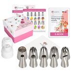 Wenburg Extra Large Piping Nozzle Set - 24 pcs Piping Tips Set with 10 X-Large Icing Nozzles for Cake Decorating | Piping Bags and Nozzles Set (Set Extra)