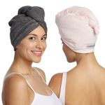 Turbie Twist Microfiber Hair Towel (2 Pack) Grey-Light Pink