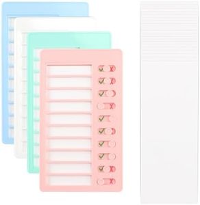 4 PCS Chore Chart for Kids，Blank to Do List Reusable，Plastic Checklist Board with 20 Detachable Cardstock,to Do Checklist for Home Routine Planning，to Do List Whiteboard，Routine Chart(4 Colour)