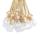 DMuuuDM 20 Pcs 8ml Hanging Car Air Freshener Diffuser,Empty Refillable Clear Glass Essential Diffuser Oil Aromatherapy Fragrance Perfume Pendant Vials with Wooden Caps & Hanging String