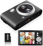 Digital Camera, 48MP FHD 1080P Point and Shoot Camera with 16x Zoom, Anti Shake Compact Portable Camera for Photography with 32GB Card, Autofocus Camara for Kids, Beginners, Teens, Black