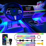 DUOFU365 Car Led Light Interior, RGB Dreamcolor Inside Car Light Music Sync, Under Dash Footwell Automotive Strip Light, 12V Acrylic Strip Light for Vehicle, Truck,Jeep, SUV with Car Charger(1set)