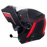 Zorax Matt Black/Red M (57-58cm) Anti-Fog Visor Motorbike Flip up Helmet fitted with Blinc Bluetooth System Motorcycle Double Visor + Pinlock Lens