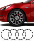 Model Y All-in-one Wheel Rim Protector for Tesla Model Y 21'' Uberturbine Wheel - Strips for Curb Rash Prevention - Set of 4 Rim Protector Easy to Install(Gunpowder,21'')