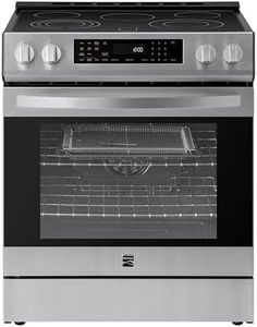 Kenmore 5.6 cu. ft. Front Control Electric Range Oven with 5 Elements - True Convection, Air Fry, Self Clean Oven, Temperature Probe, Ultra Durable Chrome Racks, Large Window - Stainless Steel