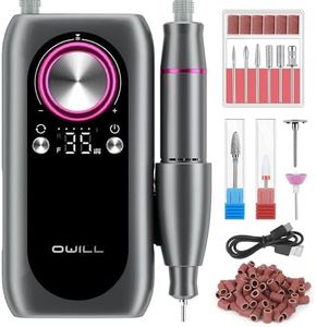 OWill Electric Nail Drill Professional,35000RPM Rechargeable Nail Drill Machine with LED Display,Portable Electric Nail File Efile Nail Drill for Salon Home Nail Drill Kits