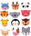 YellowCult™ Diamond Painting Stickers Kits for Kids, DIY 5D Diamond Art Mosaic Stickers by Numbers Kits - 12 Pieces [Cute Exotic Animals Theme]