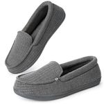 EverFoams Women's Breathable memory foam full size Moccasins Slippers Ladies’ Indoor Outdoor anti slip Knitting Loafer Grey, 7 UK