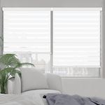 Kokorona Zebra Blinds Roller Shades Cordless Window Blinds with Valance Cover, Day and Night Sheer Shades Dual Layer Fabric for Light Control Light Filtering Privacy, White, 20" W X 72" H