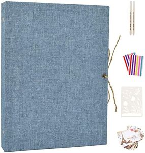 AIOR Lino Album Fotografico Scrapbook Album Foto, Fai Da Te Retro Scrapbooking 60 Pagine Nere Viaggio Albums, Idee Regalo Matrimonio Regali Originali Compleanno Natale (Blu)