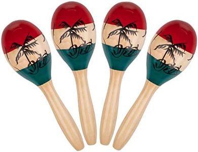 Foraineam 4 Pack Wood Maracas Musical Painted Wooden Maraca Hand Percussion Instrument