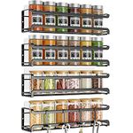 Bunoxea Spice Rack wall mounted 4 Pack, Space-Saving Spice Organizer for Spice Jars and Seasonings,Screw or Adhesive Hanging Spice Rack Organizer for Your Kitchen Cabinet,or Pantry Door