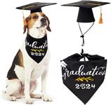 2Pack Pet Graduation Caps Bandana with Yellow Tassel Adjustable 2022 Dogs Graduation Cap Collar Costumes Washable Puppy Triangle Bibs Scarf Holiday Apparel for Small Medium Dogs Kerchief Black