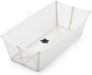 Stokke Flexi Bath X-Large, Sandy Beige - Spacious Foldable Baby Bathtub - Lightweight & Easy to Store - Convenient to Use at Home or Traveling - Best for Ages 0-6