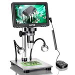 Hayve 7" LCD Digital Microscope, 1200X Magnification for Coin PCB Circuit Repair Soldering, 12MP Camera Sensor Coin Microscope,32GB TF Card,Wired Remote, 10 LED Light, Compatible with Windows/Mac OS