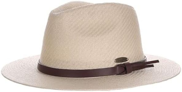Panama Jack Straw Safari Hat - Vegan Leather Band Matte Toyo, UPF 50+ Sun Protection Natural