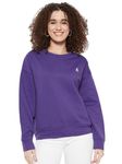 HANG & WEAR Women's Fleece Round Neck Full Sleeve Regular Fit Sweatshirt Winter Wear Pullover T-Shirt for Women | Stylish Solid Casual Wear Sweatshirt for Girls & Women | Color: Purple| Size: L