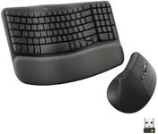 Logitech Wave Keys & Lift Vertical Mouse - Ergonomic Bundle — Wireless Keyboard with Cushioned Palm Rest & Vertical Wireless Mouse - Easy-Switch, Bluetooth, for Multi-OS, Windows/Mac