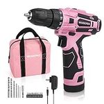 WORKPRO 12V Pink Cordless Drill Driver Set, 18+1 Torque Setting, Electric Screwdriver Driver Tool Kit, 3/8" Keyless Chuck, Charger and Storage Bag Included