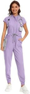 niaahinn Women's Stretch Scrub Jumpsuit - Medical Uniform with Pockets, Breathable Nurse Scrub Set for Hospital, Dental