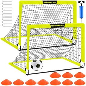 Kids Soccer Goals for Backyard Set - 2 of 4' x 3' Portable Soccer Goal Training Equipment, Pop Up Toddler Soccer Net with Soccer Ball, Soccer Set for Kids and Youth Games, Sports (Optic Yellow)