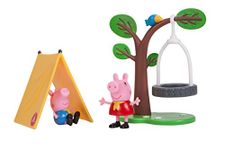 Peppa Pig Dino Park Playset, 4 Pieces - Includes Peppa & George Character Figures, Dinosaur Slide & Swing Set - Toy Gift for Kids - Ages 2+