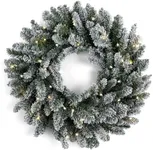 Papyrus 24" Pre-Lit Blue Spruce Artificial Wreath, Warm White Light, Battery Powered, Indoor/Outdoor