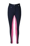 Avon Equine Women's Cotton/Lycra Horse Riding Jodhpurs with Front Pocket Ladies Soft Stretchy Two Tone Jodhpurs Jods Pants (30, Navy/Pink)