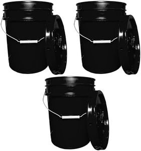 5 Gallon Bucket & Lid - 70 Mil All Purpose Pail - Made in The USA - Food Grade - Contains No BPA Plastic - Recyclable- 100% Recycled Material- Eco Sustainable Bucket (Black, 3)
