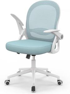 naspaluro Home Office Chair Ergonomic Desk Chair Swivel Computer Chair Mid-Back Mesh Chair with Flip-up Armrests and Lumbar Support for Home/Office - Blue