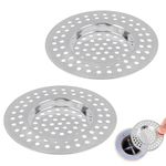 Dimeho 2 Pcs Stainless Steel Kitchen Sink Strainer Standard Drain Filter Plug Drain Cover Hair Trap Strainer Protector Stopper for Bathroom Bathtub Shower 2.95 "/ 7.5 cm