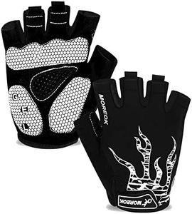 MOREOK Cycling Gloves Bike Gloves for Men/Women-[5MM Gel Pad] Half Finger Bicycle Biking Gloves for Cycling/Weight Lifting/Gym/Motorcycle/Rowing/Outdoor Sports-050-WHITE-XXL