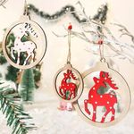 Ascension 3pcs Christmas Wooden Xmas Tree Cutout Hanging for Christmas Decoration Xmas Tree Decoration Pendants Hanging Ornaments DIY Decor Multicolor (Raindeer)