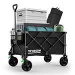 VIVOSUN Heavy Duty Collapsible Folding Wagon Utility Outdoor Camping Beach Cart with Universal Wheels & Adjustable Handle, Black