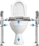 Agrish Raised Toilet Seat with Handles - Width and Height Adjust, Heavy Duty 350lbs, Padded Toilet Seat Riser for Seniors, Bariatric, Pregnant, Handicap, Fit Universal Toilet