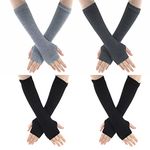 Sibba 4 Pairs Knitted Fingerless Gloves Wrist with Finger Holes Stretchy Arm Hand Warmers Punk Gothic Rock Warm Winter Unisex Mittens Long Sleeves for Office Typing Computer