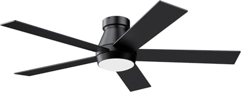 TCL 52" Ceiling Fan with Lights, Black Flush Mount Ceiling Fans with Remote Control, 6 Speeds DC Reversible, Dimmable, Noiseless, Low Profile Ceiling Fans for Bedroom