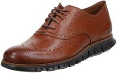 Cole Haan Men's Zerogrand Wingtip Oxfords, British Tan Leather Java, 10 UK