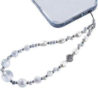 CASEKOO Glitter Pearl Iridescent Beaded Phone Charm Strap,Hands-Free,Anti Theft,Fit for iPhone Samsung Google & More, Wrist Strap Detachable for Women Girls Cute Stylish,Pearl White