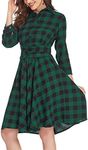 Chigant Women's Plaid Dress Green F