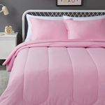 Amazon Basics Microfiber Kid's Comforter and Pillow Sham Set, Full/Queen, Light Pink