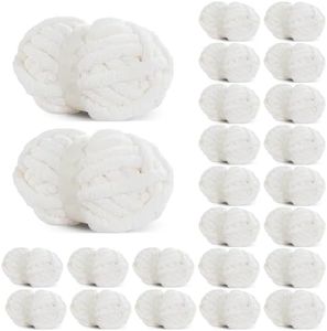Hombys White Chunky Chenille Yarn for Crocheting & Knitting, Super Bulky Yarn for Blankets, Soft Plush Yarn, 24 Jumbo Pack (27 yds, 8 oz Each Skein)