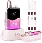 M Mase Nail Drill Professional - 2-in-1 Cordless Electric Nail Drill Machine - Portable, Rechargeable, HD Display, 35000 RPM Acrylic Drill for Nails - Perfect for Salon & Home Use (Unicorn Purple)