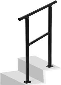 Garvee Outdoor Handrails Fits 1 to 2 Steps,Adjustable Height Stair Handrail 27"X 38",Integrated Design at Handrail,Staircase Handrail for Outdoor and Indoor Concrete, Porch, Mixed, Step,Brick Step