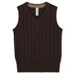 BOBOYOYO Boys Sweater Vest Unisex Cable Knit 100% Cotton Toddler Uniform Vest for Little Big Childrens Kids Teenage Girls, Classic Coffee, 3-4 Years