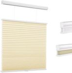 Youngoo Cordless Top Down Bottom Up Cellular Shades, 30% Blackout Blinds for Indoor Windows，Light Filtering Honeycomb Blinds, Room Darkening Shades for Windows, Light Control,35" W*72" H,Beige